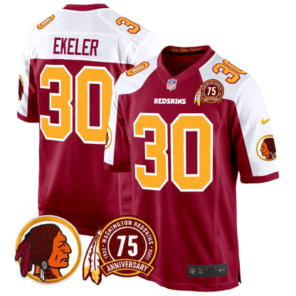 Washington Redskins 75th Patch Throwback Game Jersey - All Stitched