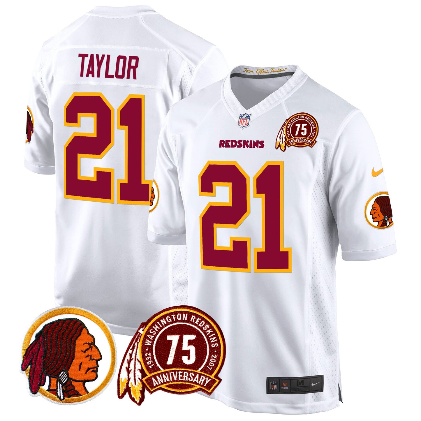 Washington Redskins 75th Patch Throwback Game Jersey - All Stitched