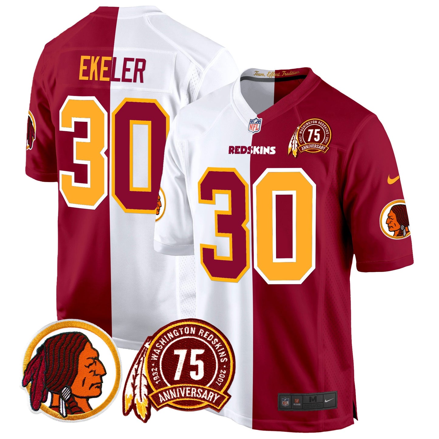 Washington Redskins 75th Patch Throwback Game Jersey - All Stitched