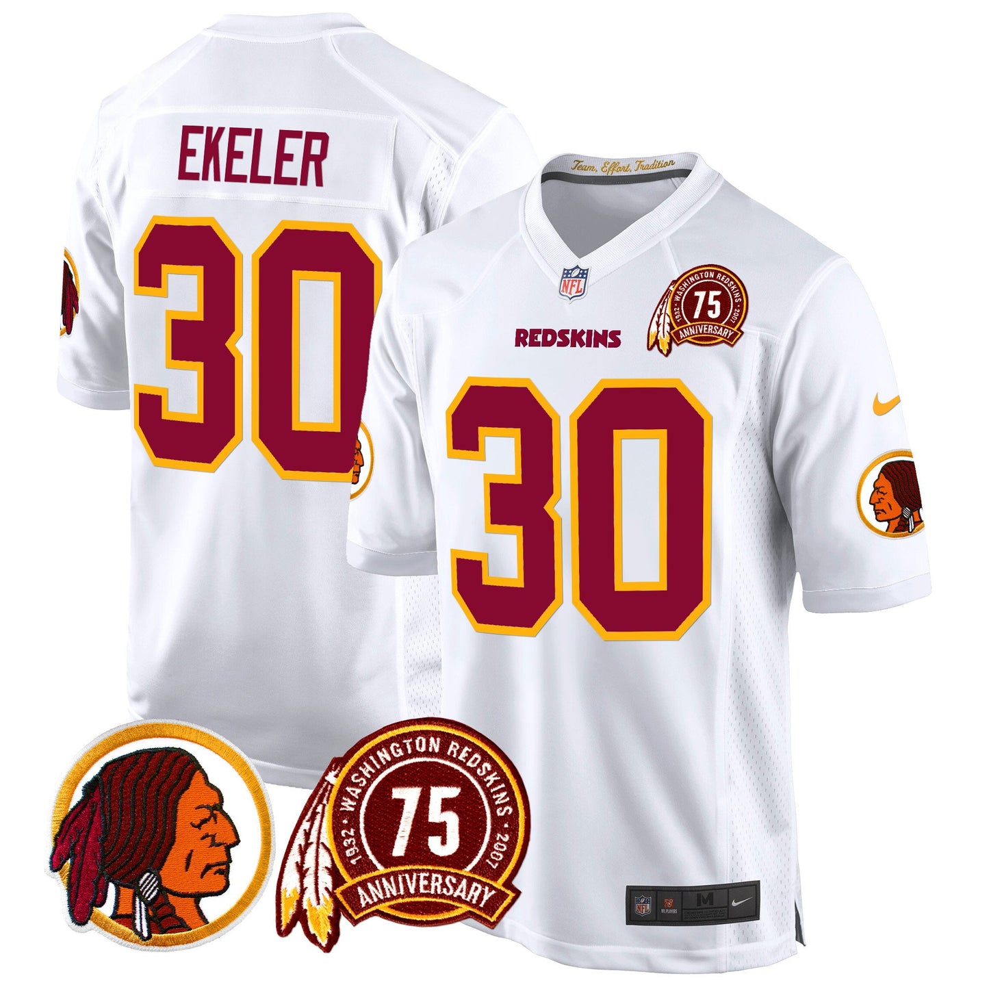 Washington Redskins 75th Patch Throwback Game Jersey - All Stitched