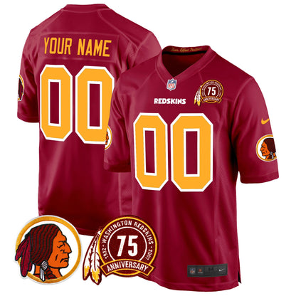 Washington Redskins 75th Patch Throwback Game Custom Jersey - All Stitched