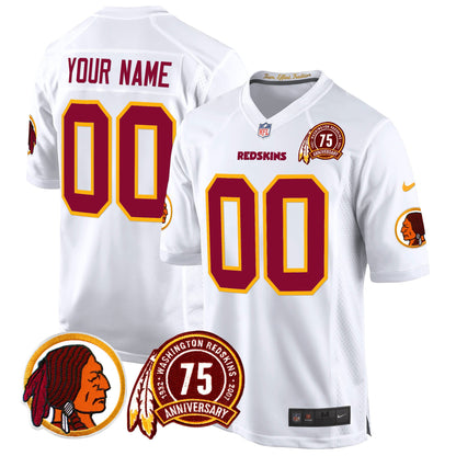 Washington Redskins 75th Patch Throwback Game Custom Jersey - All Stitched