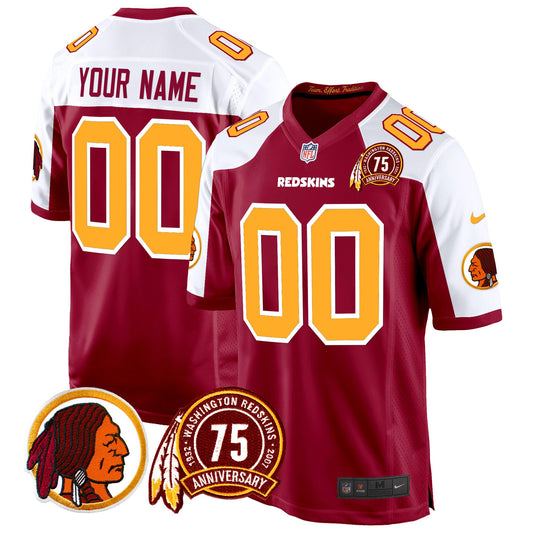 Washington Redskins 75th Patch Throwback Game Custom Jersey - All Stitched