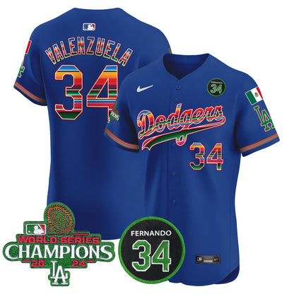 Dodgers Mexico 2024 World Series Champions Vapor Premier Elite Jersey V2 - All Stitched