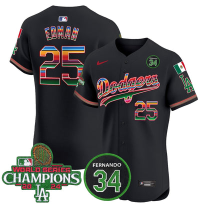 Dodgers Mexico 2024 World Series Champions Vapor Premier Elite Jersey V2 - All Stitched