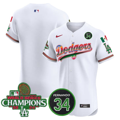 Dodgers Mexico 2024 World Series Champions Vapor Premier Elite Jersey V2 - All Stitched