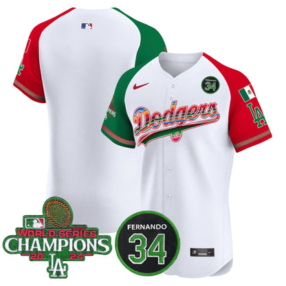 Dodgers Mexico 2024 World Series Champions Vapor Premier Elite Jersey V2 - All Stitched