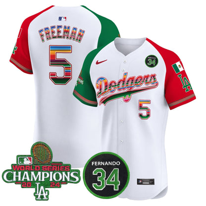 Dodgers Mexico 2024 World Series Champions Vapor Premier Elite Jersey V2 - All Stitched