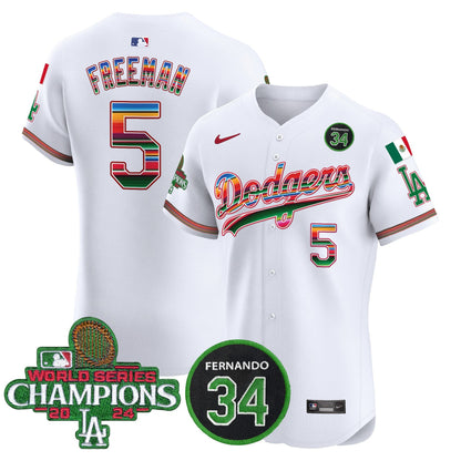 Dodgers Mexico 2024 World Series Champions Vapor Premier Elite Jersey V2 - All Stitched