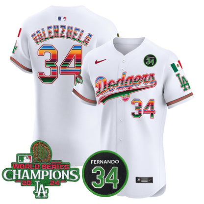 Dodgers Mexico 2024 World Series Champions Vapor Premier Elite Jersey V2 - All Stitched