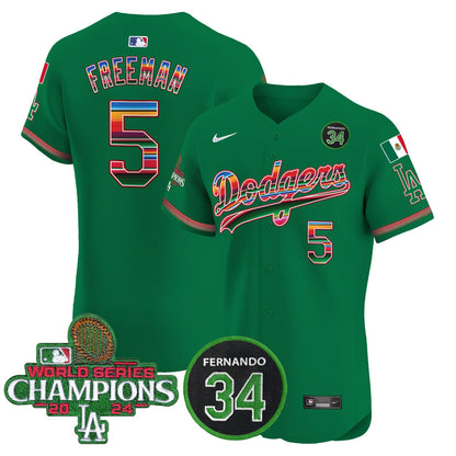 Dodgers Mexico 2024 World Series Champions Vapor Premier Elite Jersey V2 - All Stitched