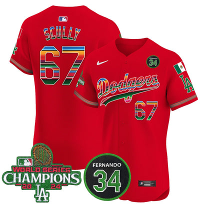 Dodgers Mexico 2024 World Series Champions Vapor Premier Elite Jersey V2 - All Stitched