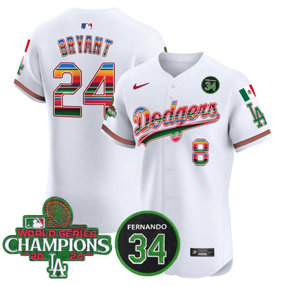 Dodgers Mexico 2024 World Series Champions Vapor Premier Elite Jersey V2 - All Stitched