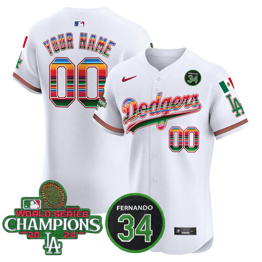 Dodgers Mexico 2024 World Series Champions Vapor Premier Elite Custom Jersey V2 - All Stitched