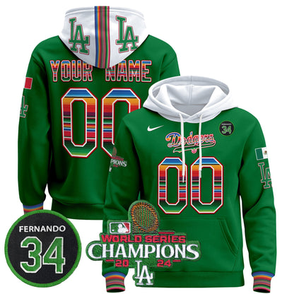 Dodgers Mexico 2024 World Series Champions Custom Pullover Hoodie