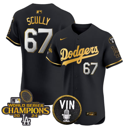 Dodgers 2024 World Series Champions Gold Trim Vapor Premier Elite Jersey - All Stitched