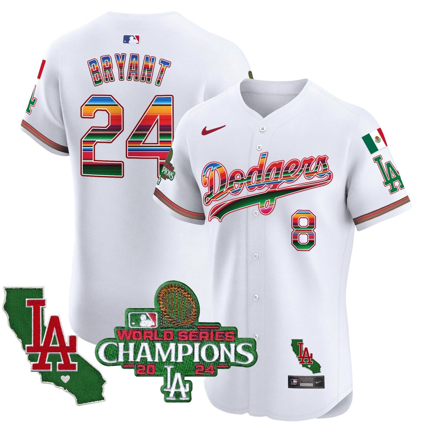 Dodgers Mexico 2024 World Series Champions Vapor Premier Elite Jersey - All Stitched