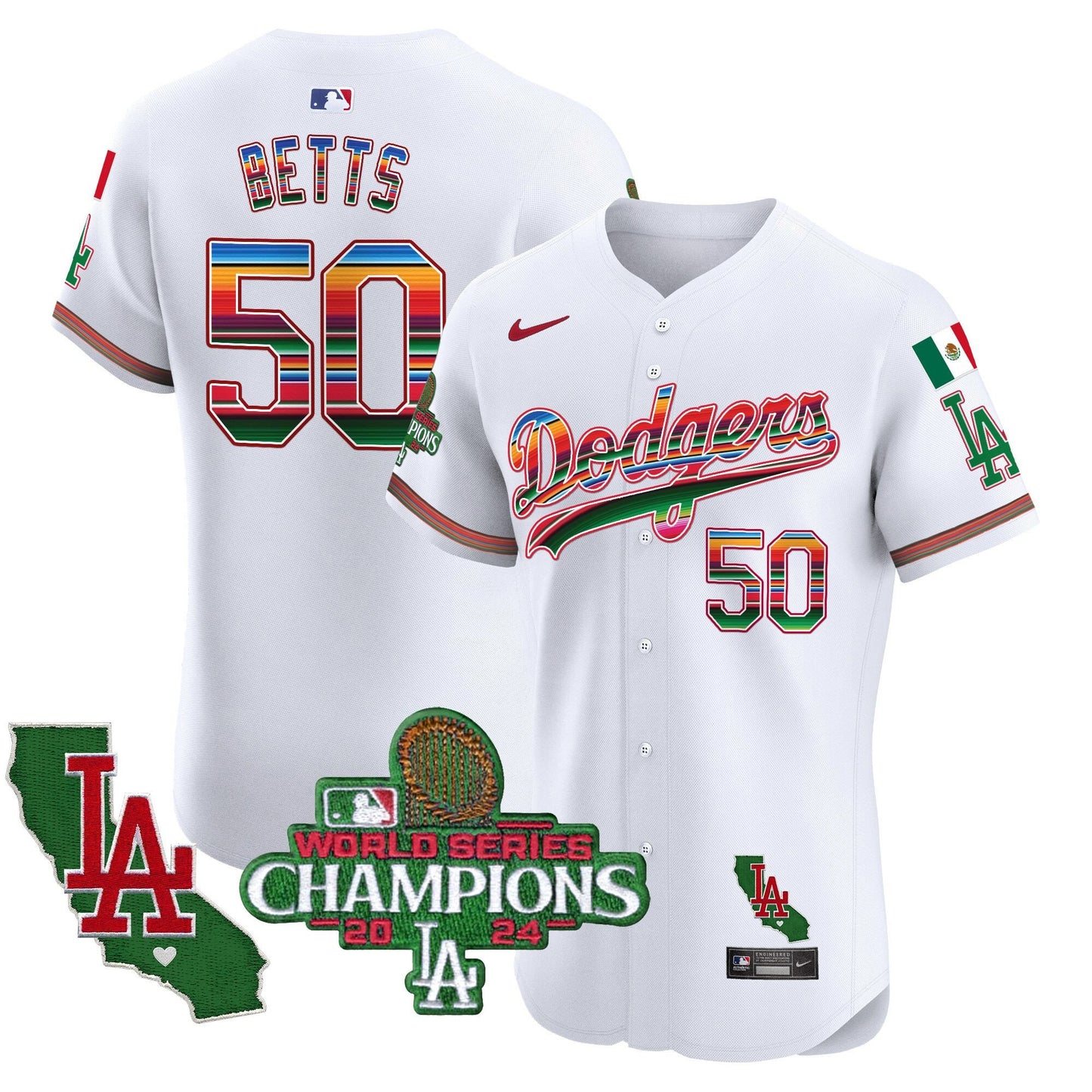 Dodgers Mexico 2024 World Series Champions Vapor Premier Elite Jersey - All Stitched