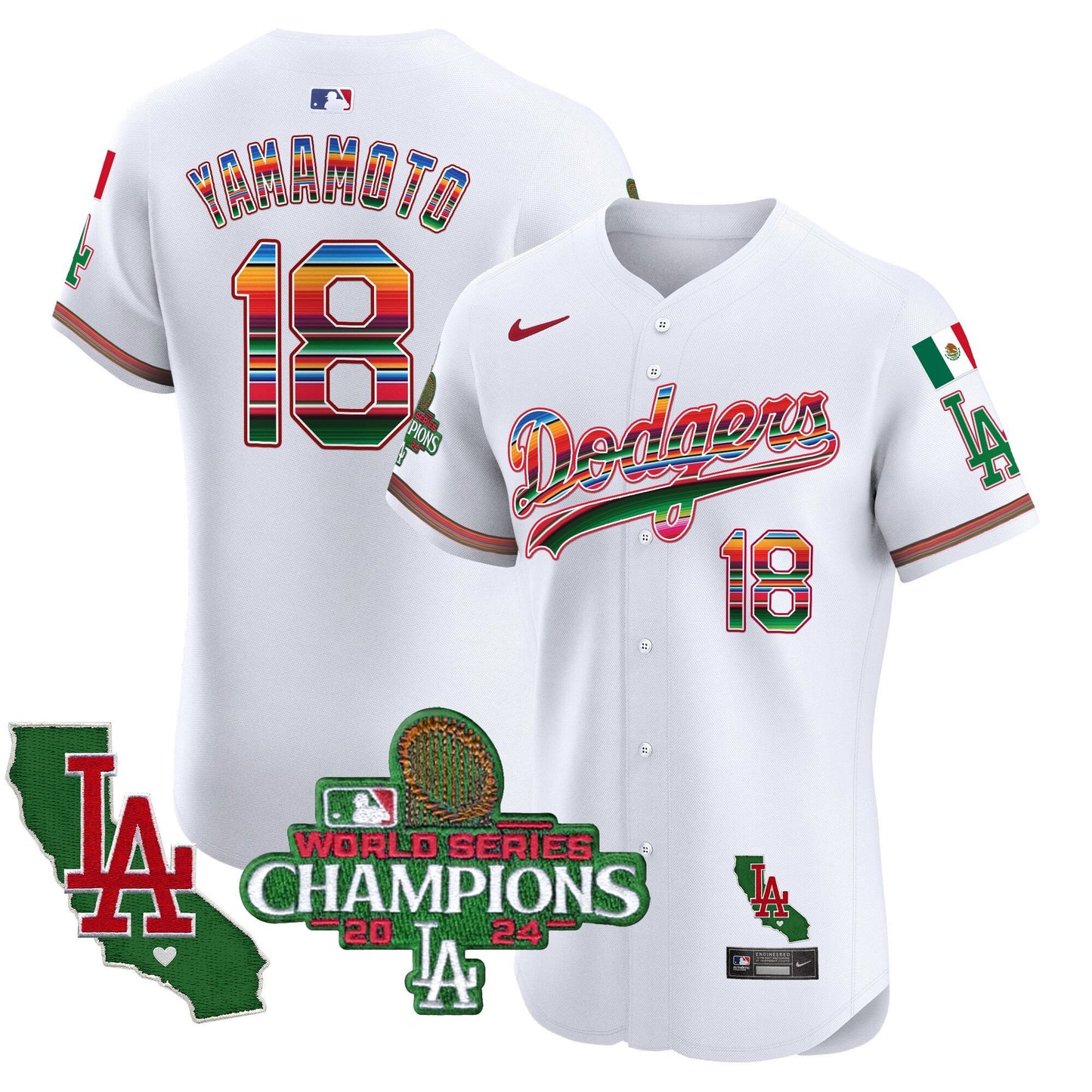 Dodgers Mexico 2024 World Series Champions Vapor Premier Elite Jersey - All Stitched