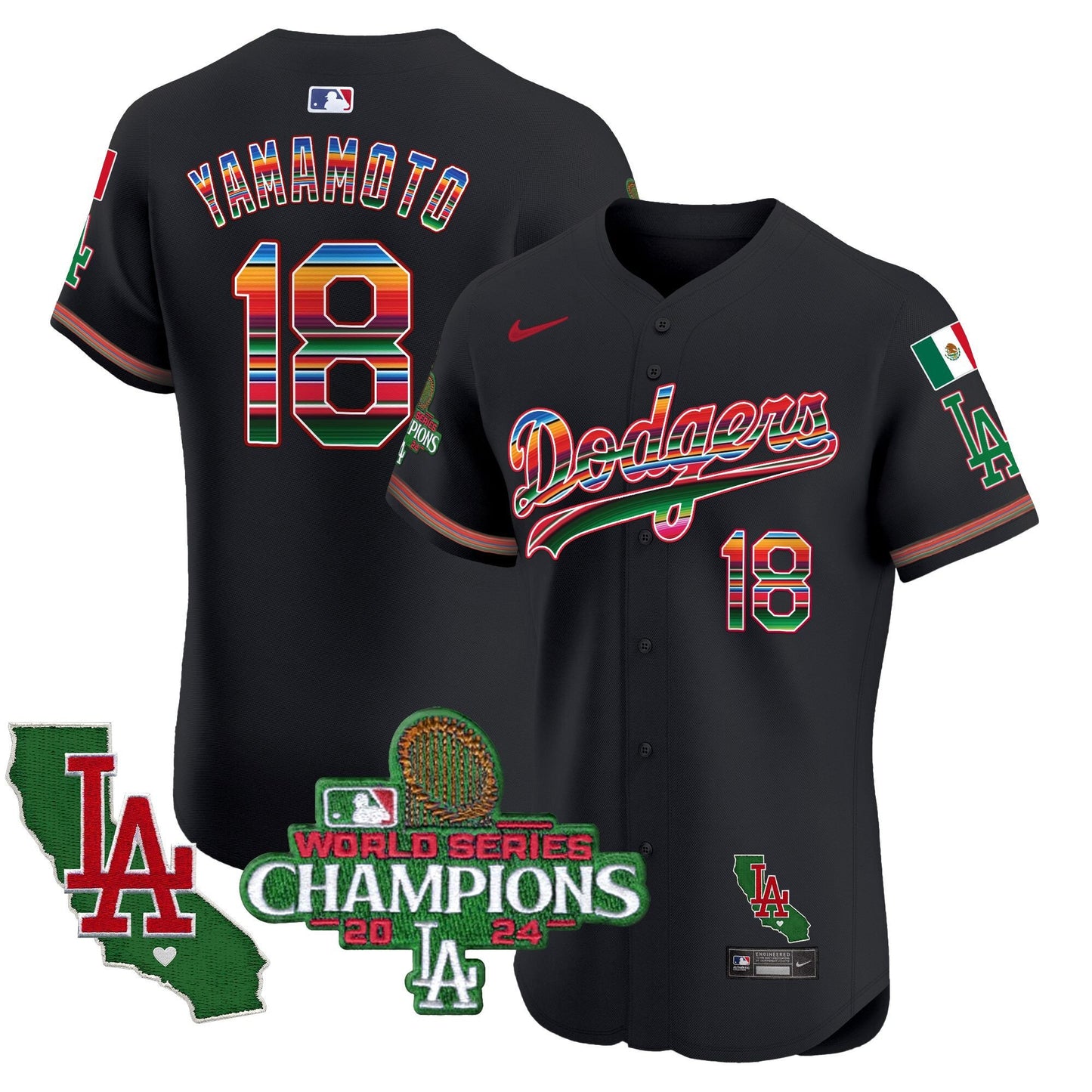 Dodgers Mexico 2024 World Series Champions Vapor Premier Elite Jersey - All Stitched