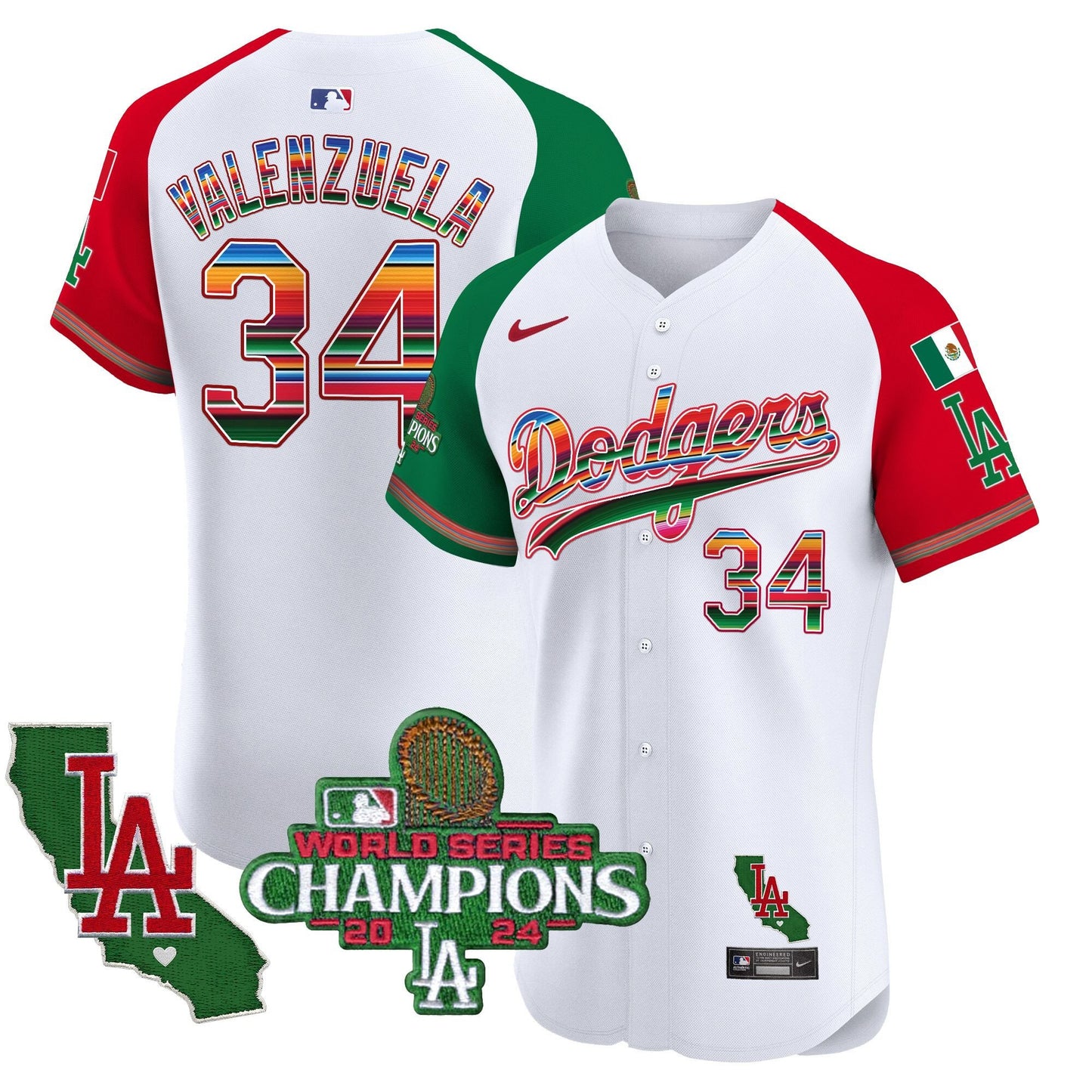 Dodgers Mexico 2024 World Series Champions Vapor Premier Elite Jersey - All Stitched