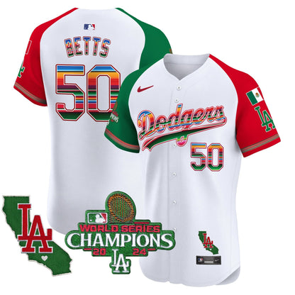 Dodgers Mexico 2024 World Series Champions Vapor Premier Elite Jersey - All Stitched