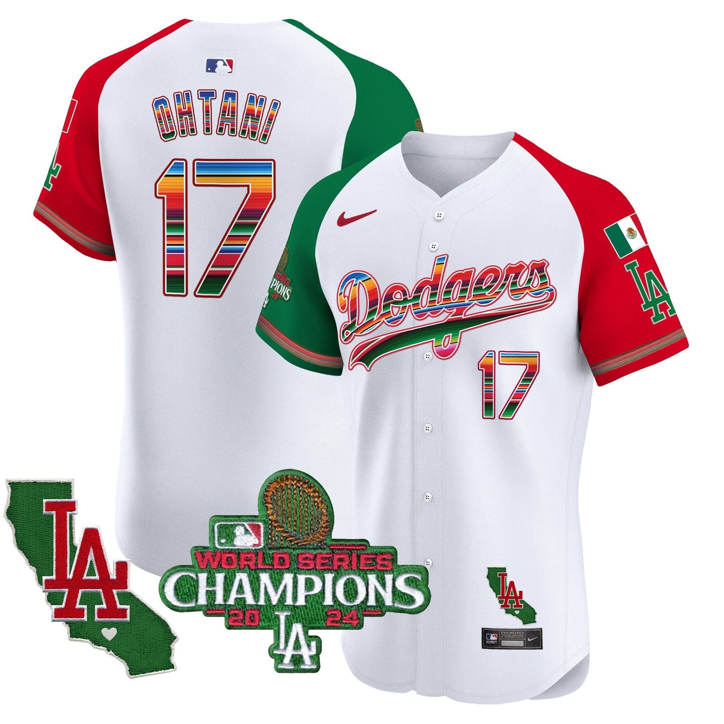 Dodgers Mexico 2024 World Series Champions Vapor Premier Elite Jersey - All Stitched