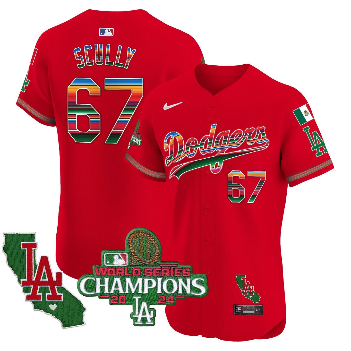 Dodgers Mexico 2024 World Series Champions Vapor Premier Elite Jersey - All Stitched