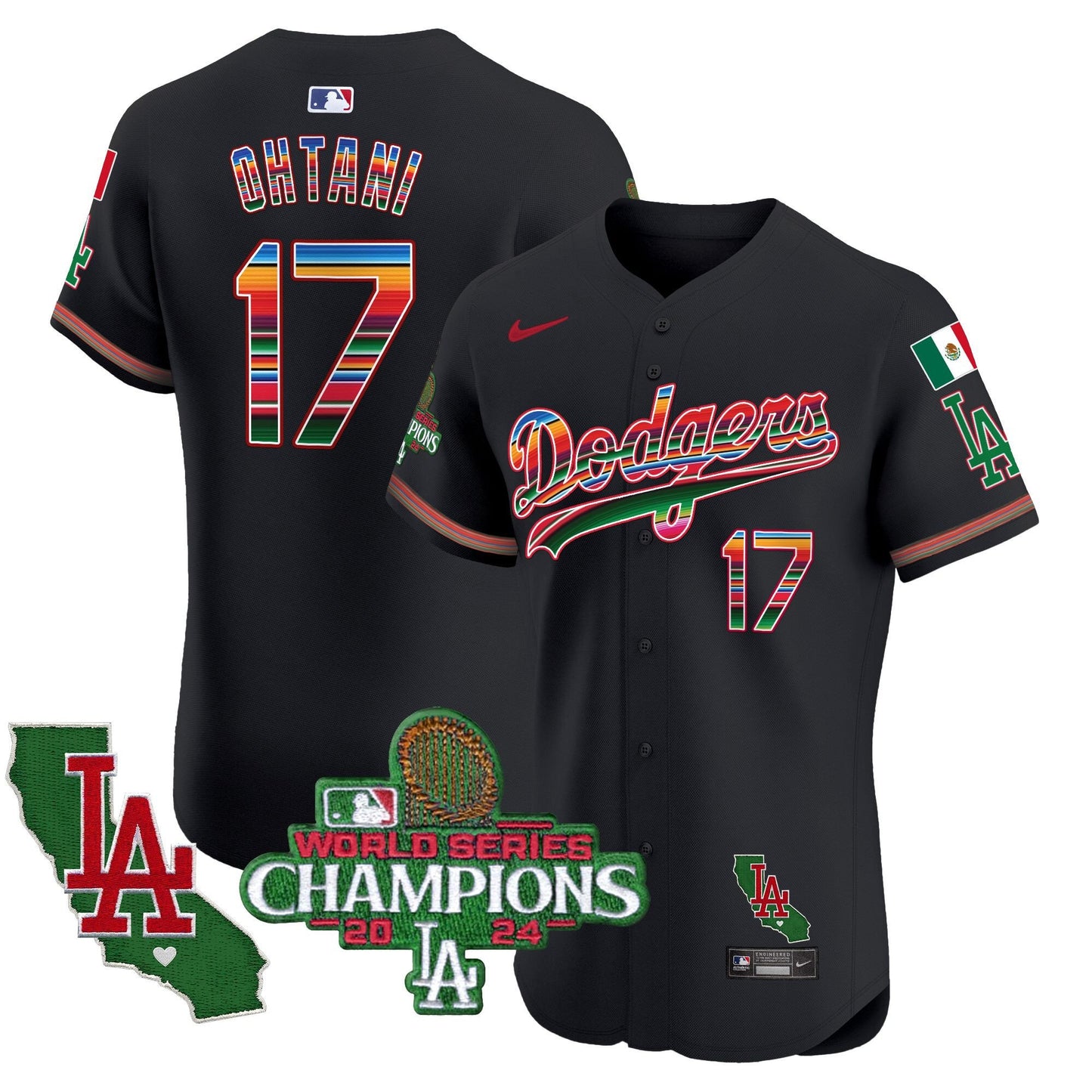 Dodgers Mexico 2024 World Series Champions Vapor Premier Elite Jersey - All Stitched