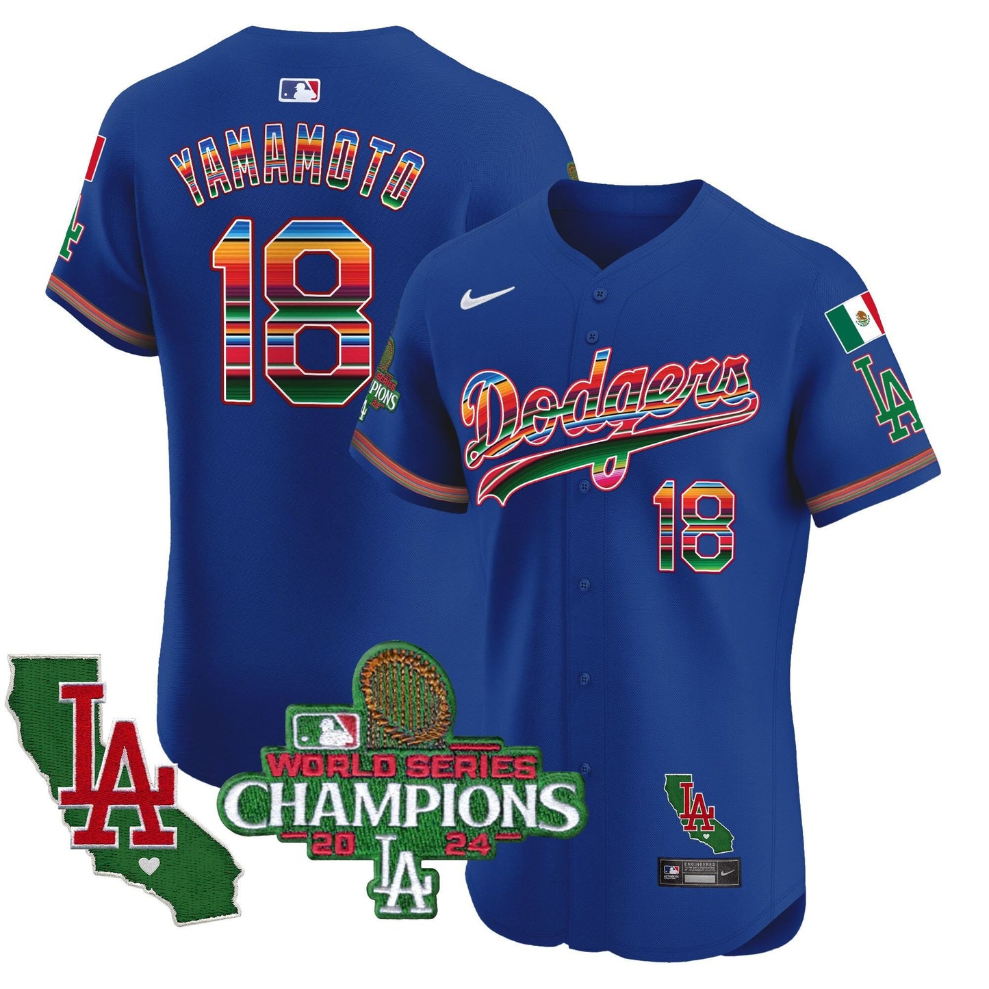 Dodgers Mexico 2024 World Series Champions Vapor Premier Elite Jersey - All Stitched