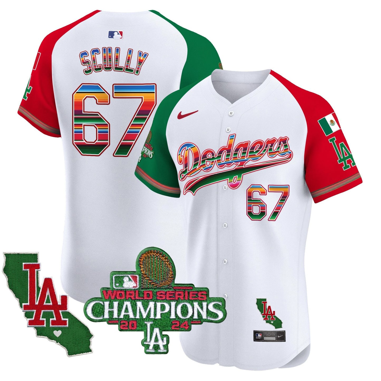 Dodgers Mexico 2024 World Series Champions Vapor Premier Elite Jersey - All Stitched