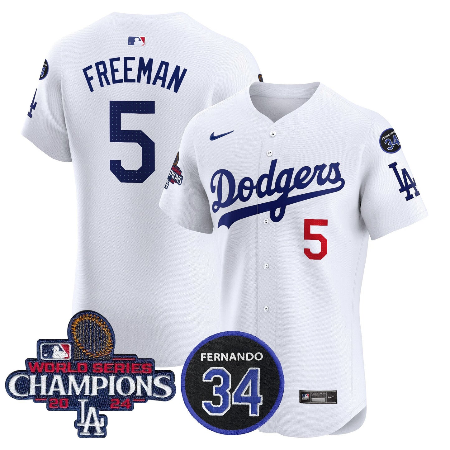 Dodgers 2024 World Series Champions Patch Vapor Premier Elite Jersey V2 - All Stitched