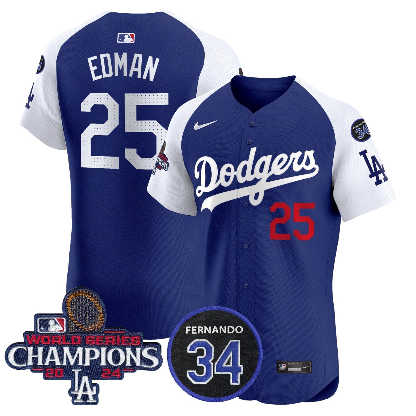 Dodgers 2024 World Series Champions Patch Vapor Premier Elite Jersey V2 - All Stitched