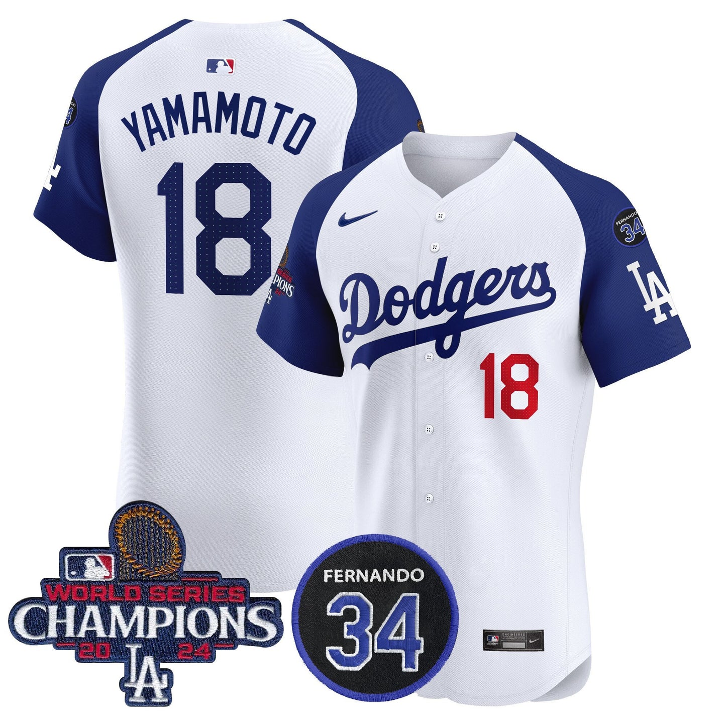 Dodgers 2024 World Series Champions Patch Vapor Premier Elite Jersey V2 - All Stitched