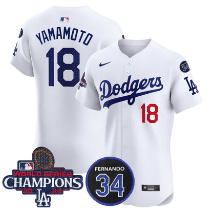 Dodgers 2024 World Series Champions Patch Vapor Premier Elite Jersey V2 - All Stitched