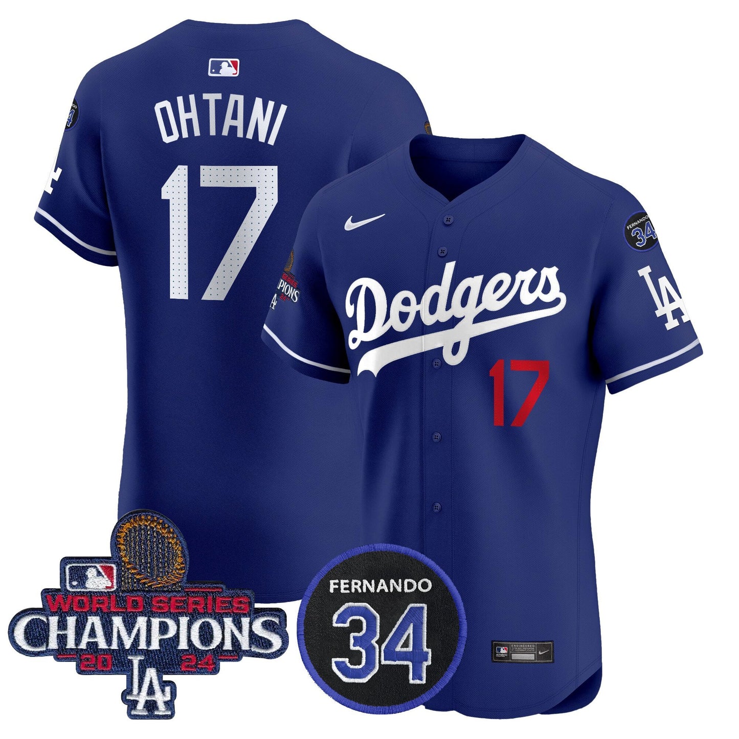 Dodgers 2024 World Series Champions Patch Vapor Premier Elite Jersey V2 - All Stitched