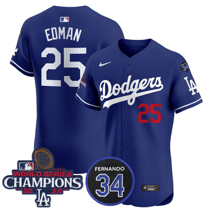 Dodgers 2024 World Series Champions Patch Vapor Premier Elite Jersey V2 - All Stitched