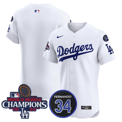 Dodgers 2024 World Series Champions Patch Vapor Premier Elite Jersey V2 - All Stitched