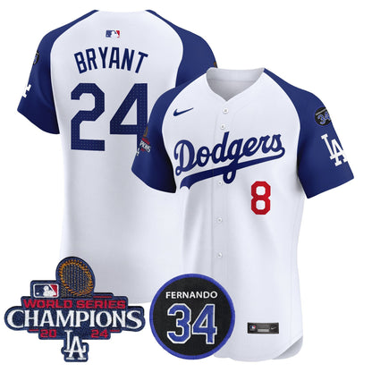 Dodgers 2024 World Series Champions Patch Vapor Premier Elite Jersey V2 - All Stitched