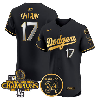 Dodgers 2024 World Series Champions Patch Vapor Premier Elite Jersey V2 - All Stitched