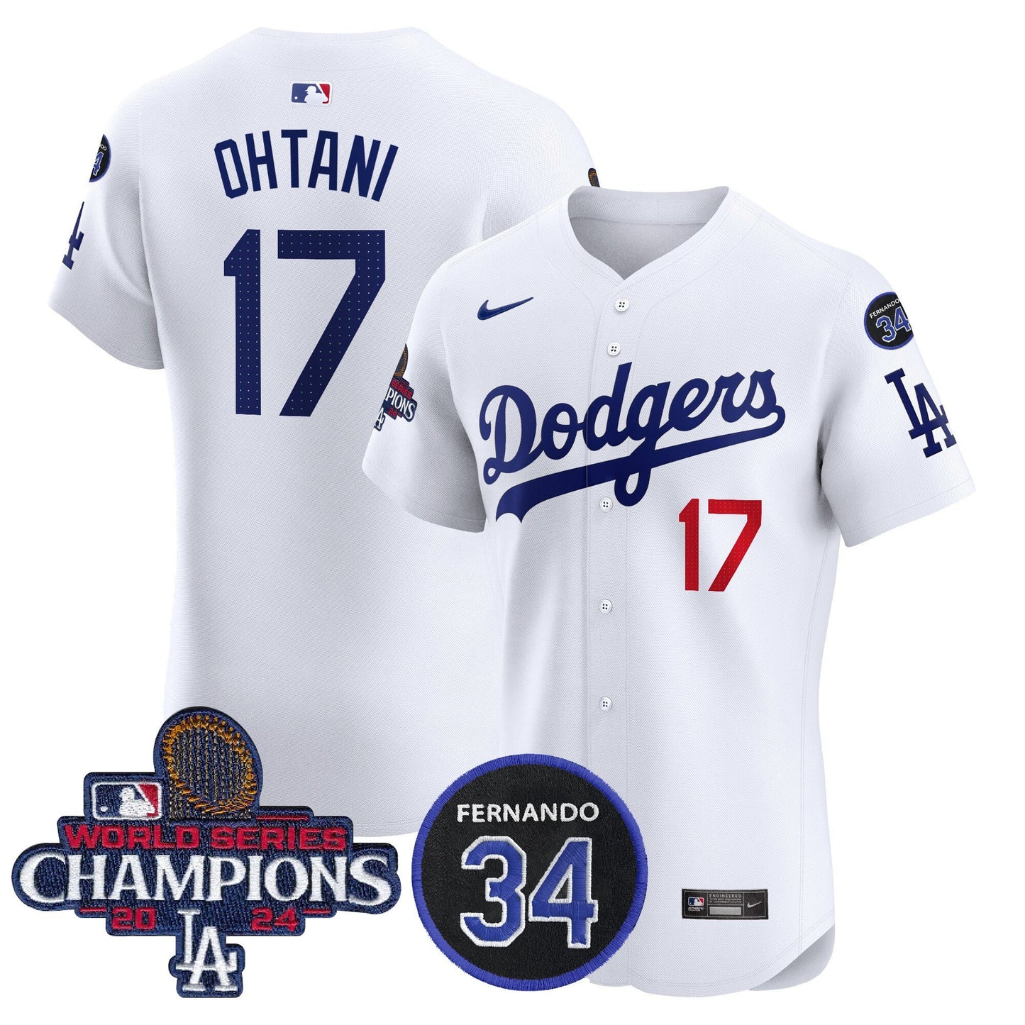 Dodgers 2024 World Series Champions Patch Vapor Premier Elite Jersey V2 - All Stitched