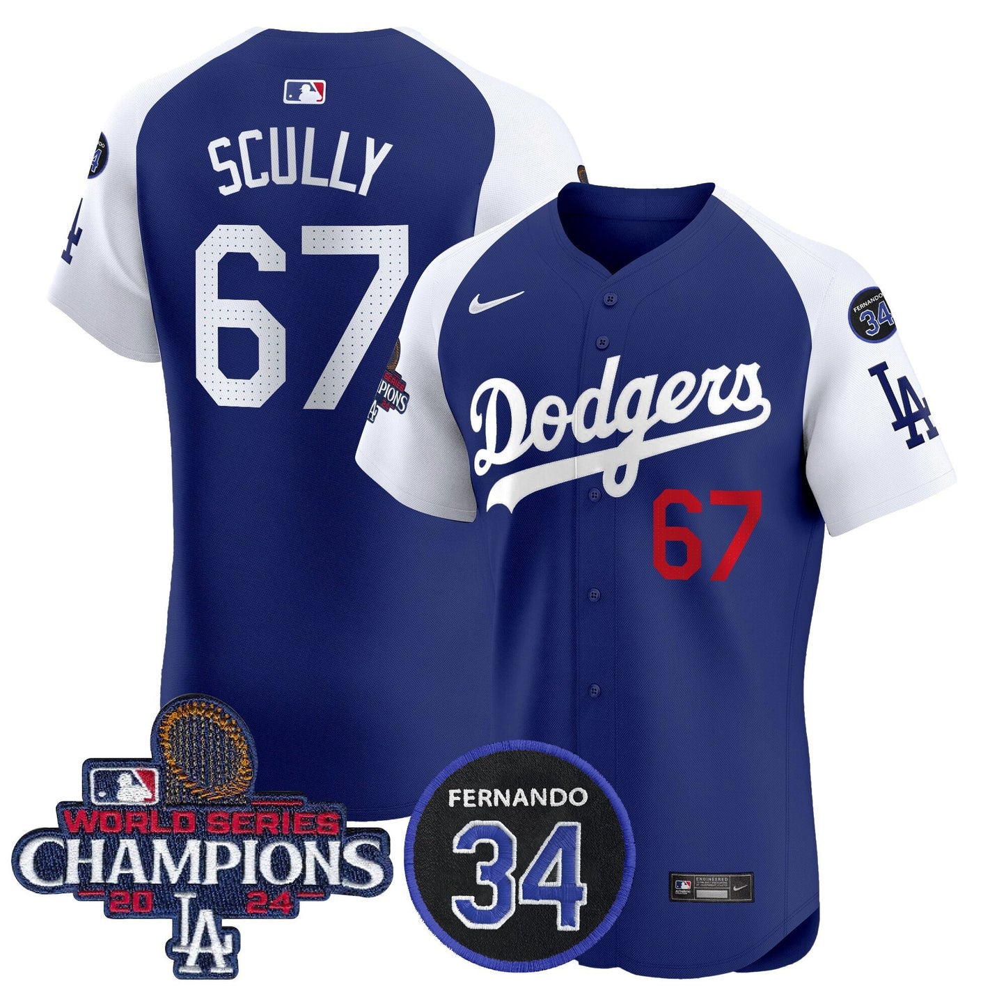 Dodgers 2024 World Series Champions Patch Vapor Premier Elite Jersey V2 - All Stitched