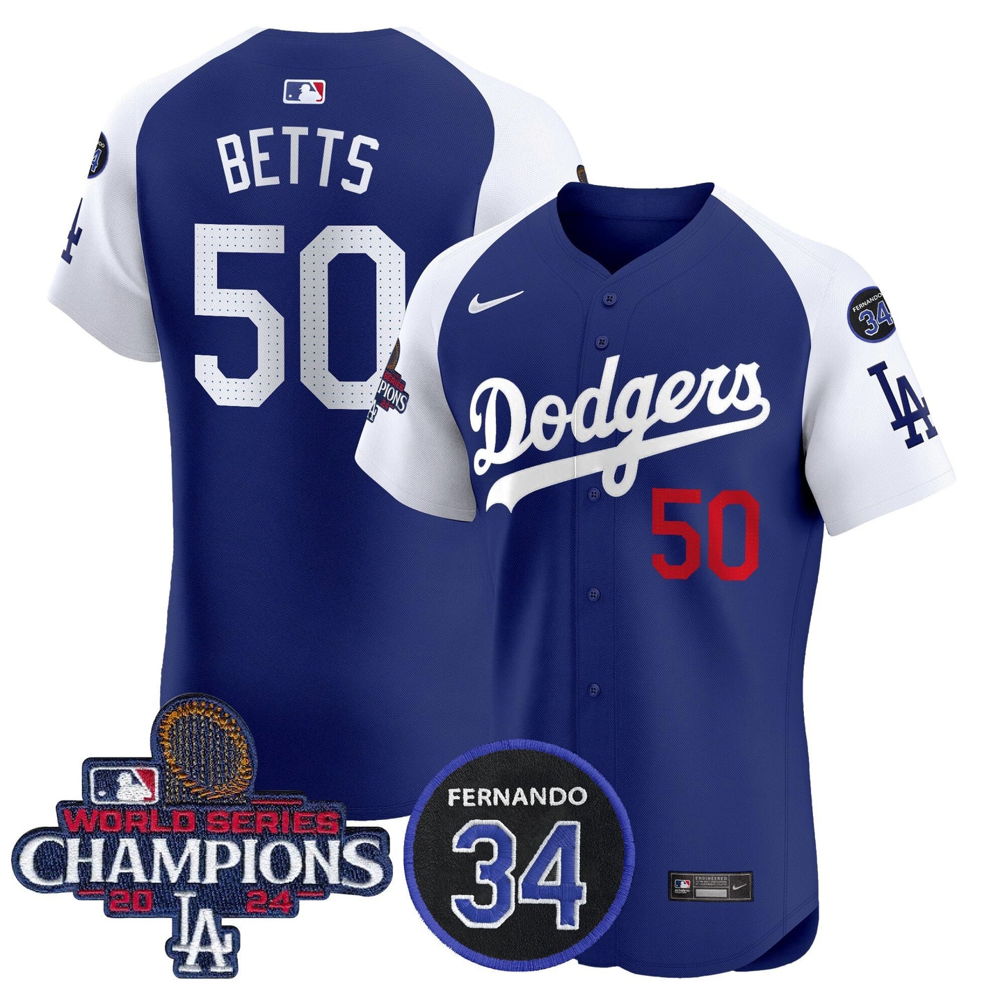 Dodgers 2024 World Series Champions Patch Vapor Premier Elite Jersey V2 - All Stitched