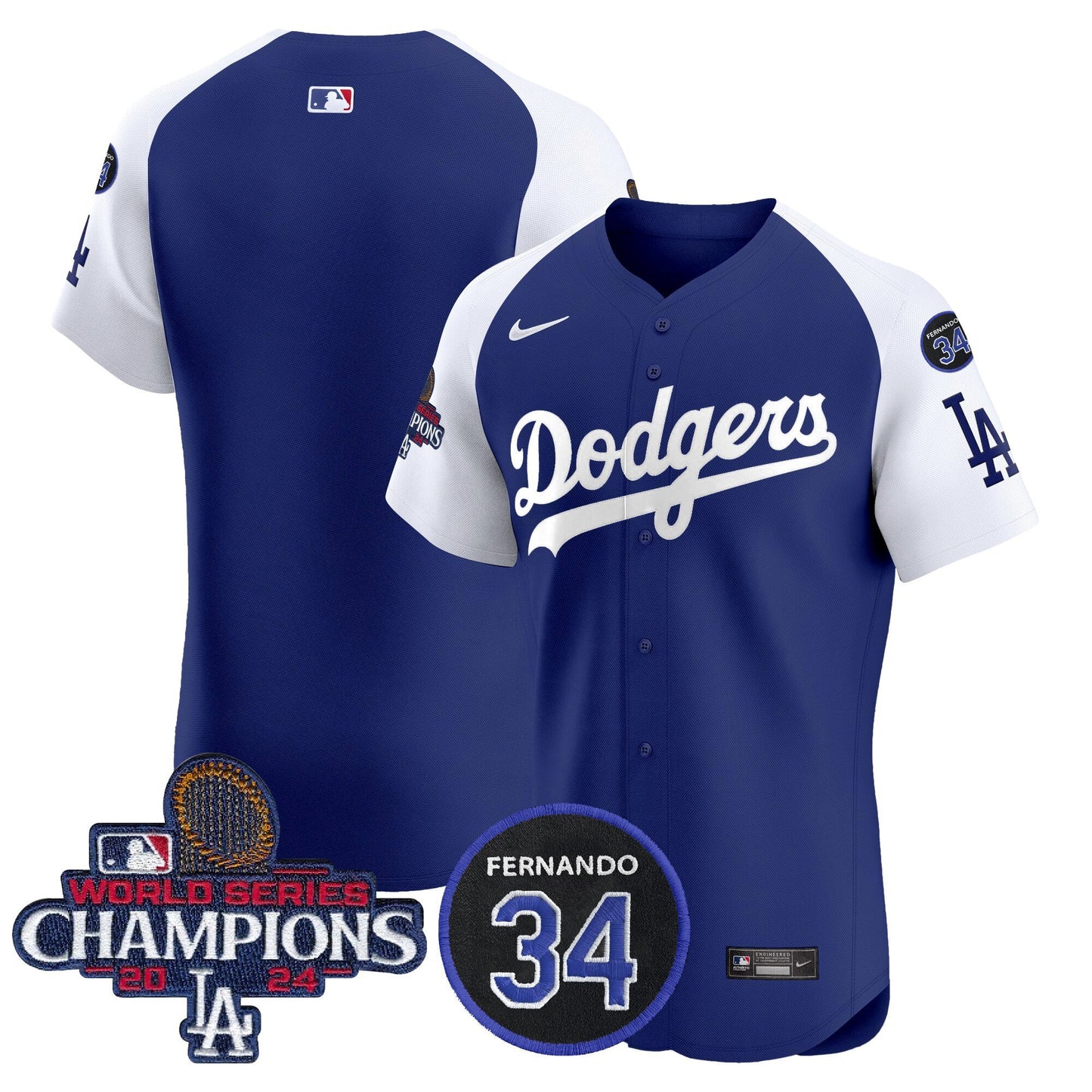 Dodgers 2024 World Series Champions Patch Vapor Premier Elite Jersey V2 - All Stitched