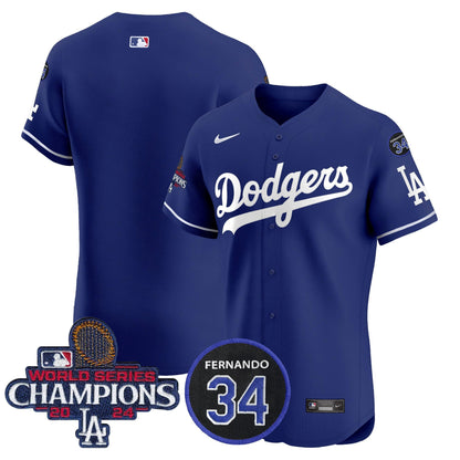 Dodgers 2024 World Series Champions Patch Vapor Premier Elite Jersey V2 - All Stitched