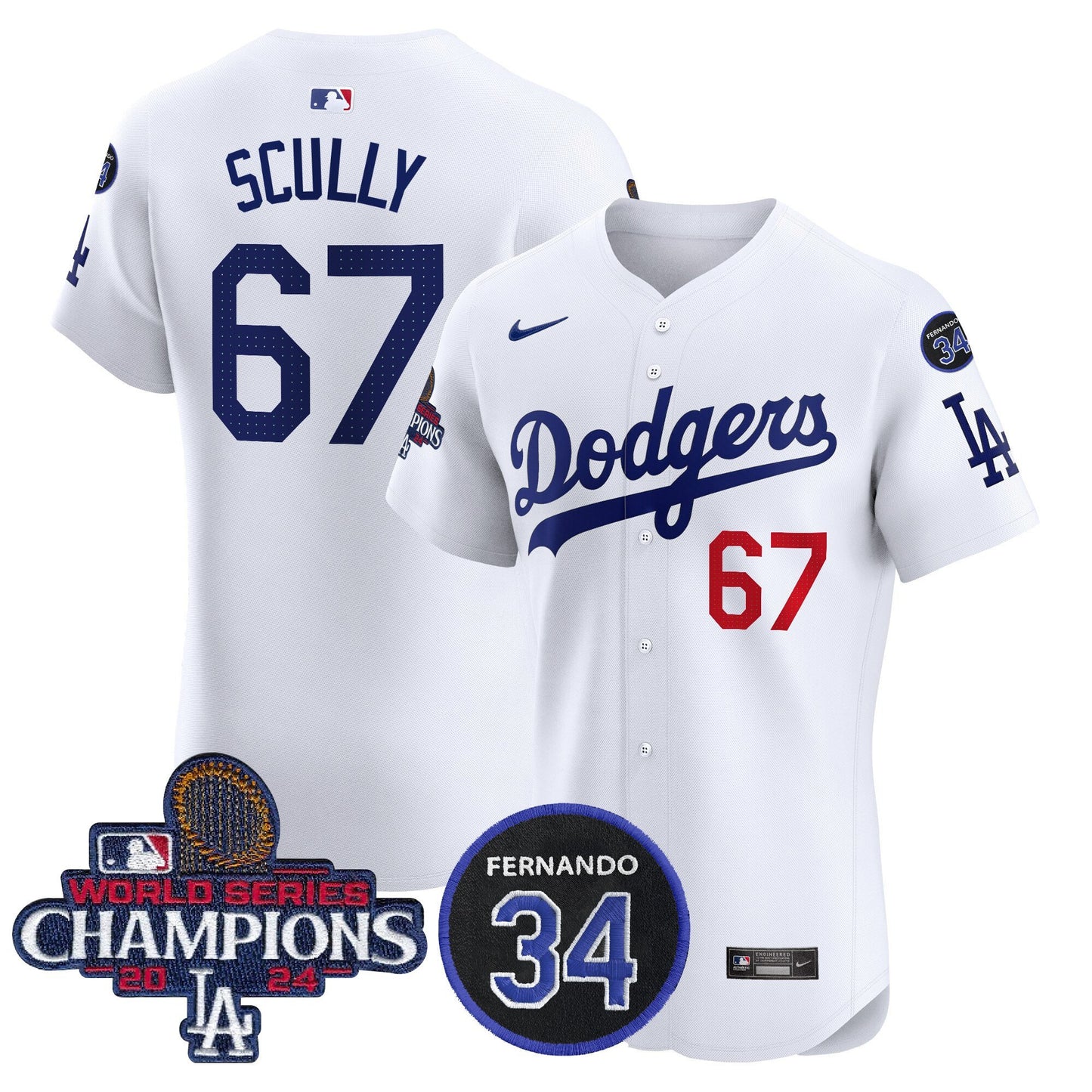 Dodgers 2024 World Series Champions Patch Vapor Premier Elite Jersey V2 - All Stitched