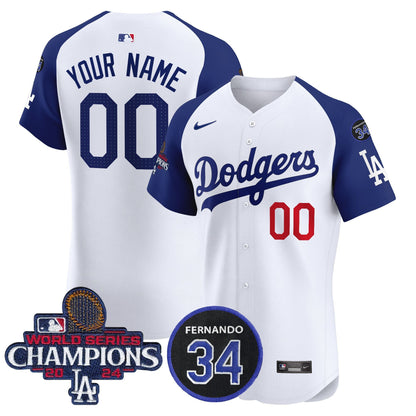 Dodgers 2024 World Series Champions Patch Vapor Premier Elite Custom Jersey V2 - All Stitched