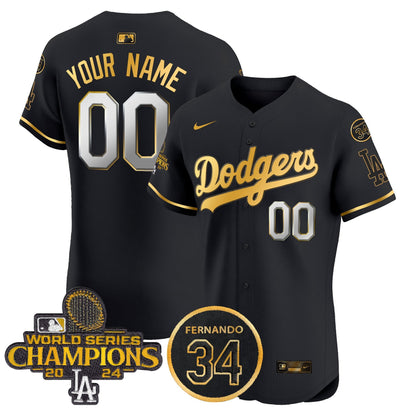 Dodgers 2024 World Series Champions Patch Vapor Premier Elite Custom Jersey V2 - All Stitched