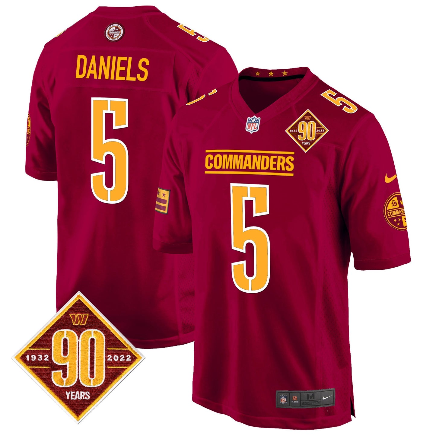 Washington Commanders 90th Anniversary Patch Game Jersey - All Stitched