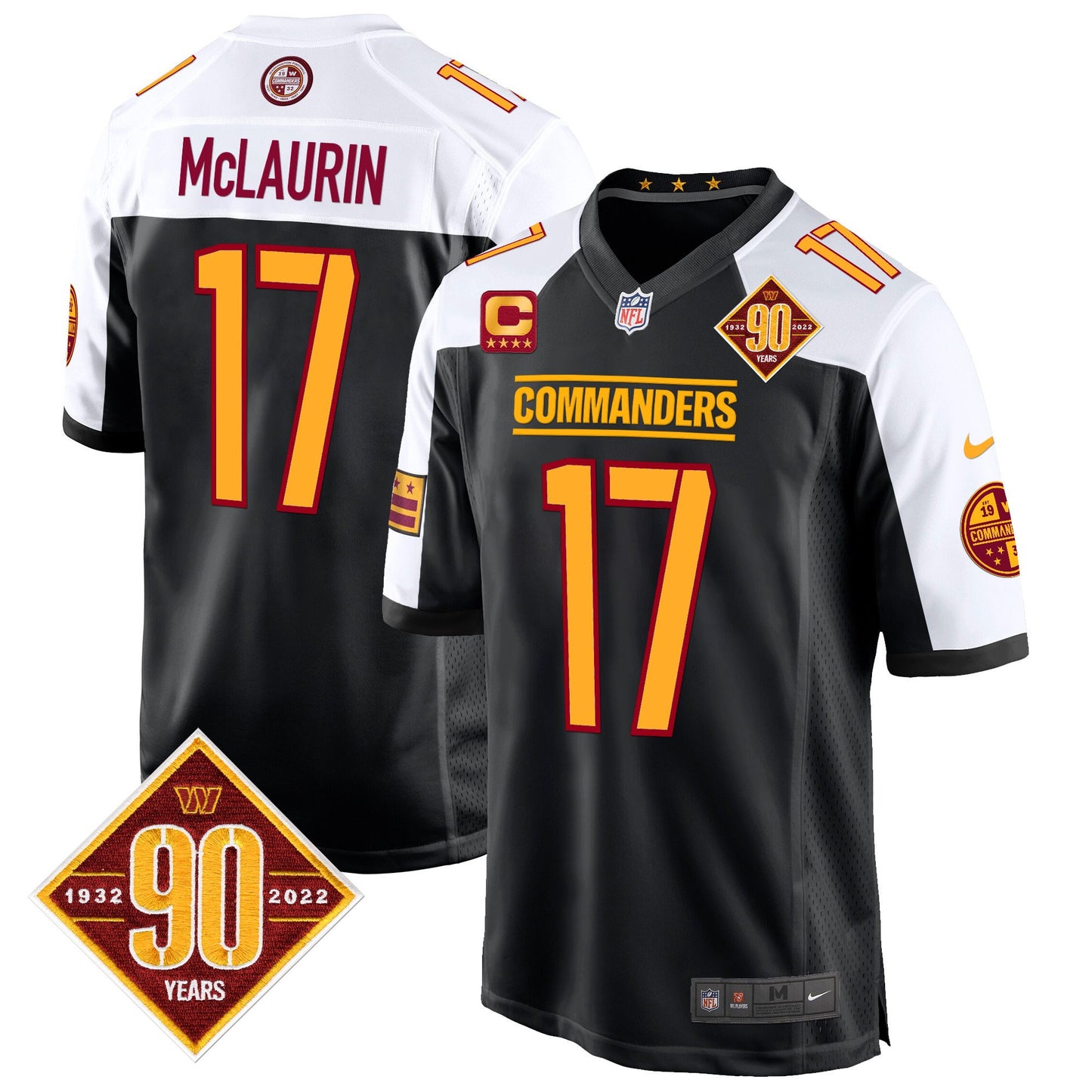 Washington Commanders 90th Anniversary Patch Game Jersey - All Stitched